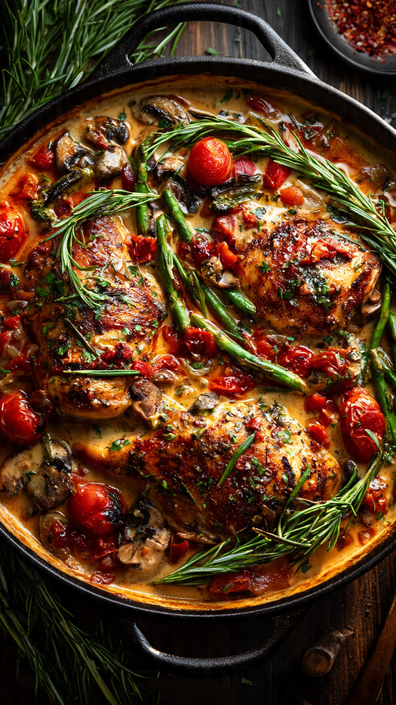 Tuscan Chicken Skillet with Sun-Dried Tomatoes and Spinach